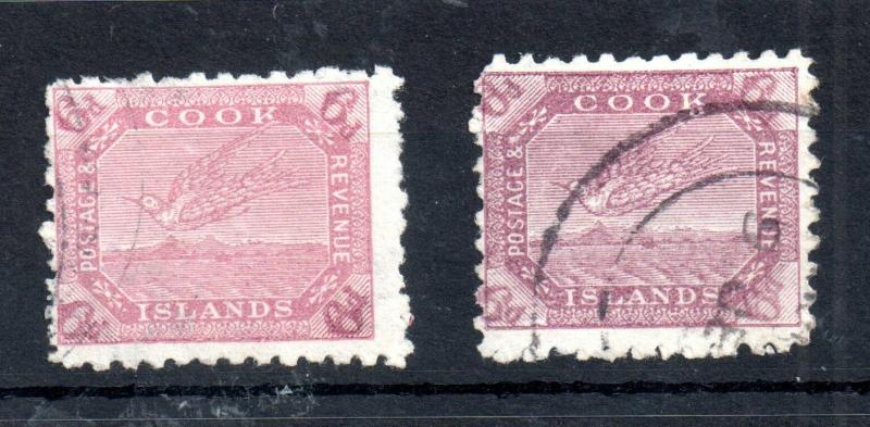 Cook Islands 1898-1900 6d SG#18 & 18A fine used WS13421