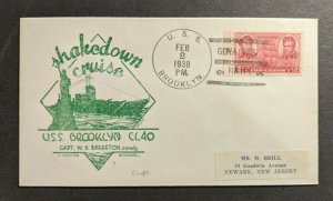 1938 USS Brooklyn Navy Cover to Newark New Jersey Gonaives Haiti Cancel