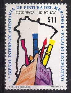 Uruguay stamp 1997- 1st biennial interparliamentary exhibition of mercosur paint