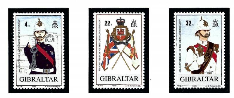 Gibraltar 545-47 MNH 1989 Gibraltar Regiment