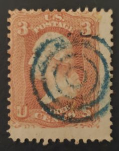 US 65, beautiful blue bullseye cancel, 1861