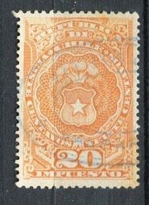 CHILE; 1890s early classic Revenue issue fine used 20c. value