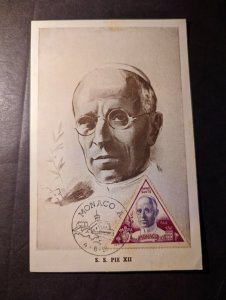 1951 Monaco Portrait Maxi Postcard Cover Pope Pius XII SS Pie XII The Pope