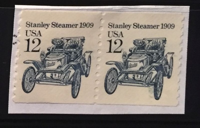 US #2132 Used Coil Pair F/VF - Stanley Steamer (on paper)