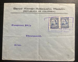 1926 Medellin Colombia German bank Commercial Cover To Schoenenwerd Germany