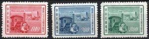 Republic of China SC#1140-42 75th Anniversary of Chinese Railroads (1956) NGAI