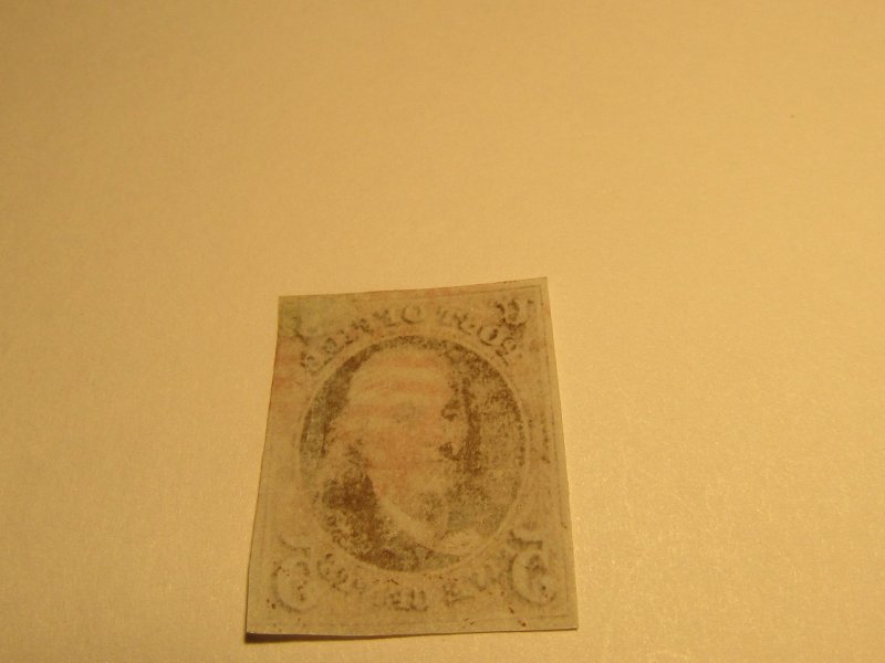 US STAMP, Scott #1 Orange GRID Cancel, Used 1847, 4 Margins,