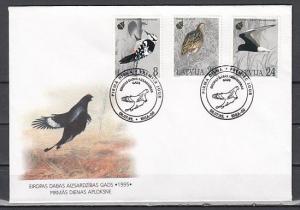 Latvia, Scott cat. 396-398. Conservation issue. Birds shown. First day Cover.