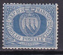 1877-99 - SAN MARINO - Coat of Arms. Scott #7 - MH*