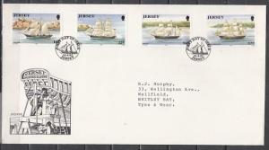 Jersey, Scott cat. 596-599. Ship Building issue. First day cover. ^