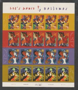 U.S. Scott #3939-3942 Let's Dance Bailemos Stamps - Mint NH Sheet - BM P...