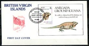 Br. Virgin Is., Scott cat. 795. Iguana s/sheet. First day cover.