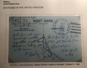 1942 US Army In Ireland  APO 813 Censored RPPC Postcard Cover To Brooklyn USA