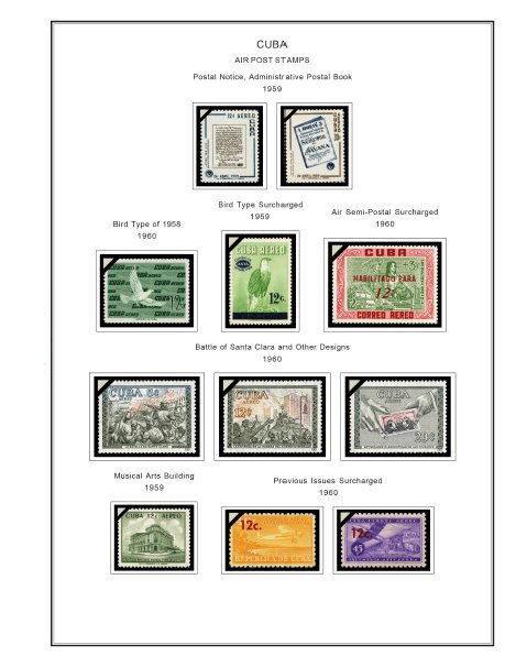 COLOR PRINTED CUBA AIRMAIL 1927-1980 STAMP ALBUM PAGES (56 illustrated pages)