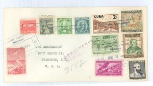 Cuba  1958 Reg. to Evanston, IL