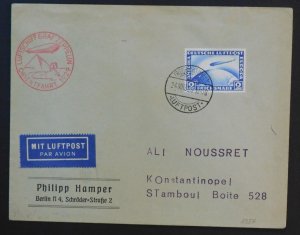 1929 Germany Graf Zeppelin Cover Middle East Flight Constantinople Turkey LZ 127