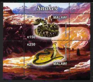 MALAWI - 2011 - Snakes - Perf 2v Sheet - MNH - Private Issue