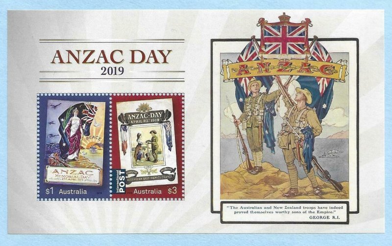 2019    AUSTRALIA  -  ANZAC DAY  -  MINISHEET  -  MNH