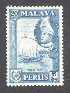 Malaya - Perlis, Scott #35   VF, Unused, OG, Hinged, 20 cent blue .... 5000030