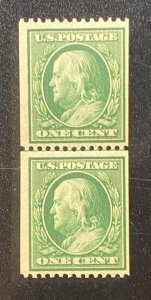 US Scott #385 Mint NH VF-XF Line Pair Stamps Cat $1000 PF Certified