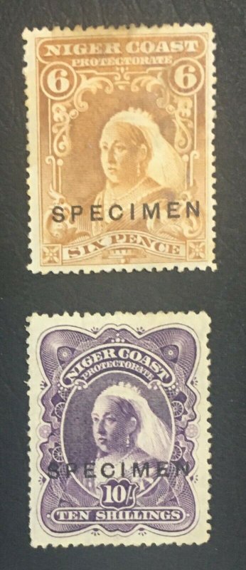 MOMEN: NIGER COAST SG #71s,74s SPECIMEN MINT OG H LOT #60754