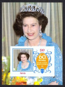 Nevis Sc# 476 Souvenir Sheet MNH IMPERF 1986 $10 Queen Elizabeth II 60th