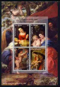 ST. KITTS - 2006 - Christmas Paintings - Perf 4v Sheet - Mint Never Hinged