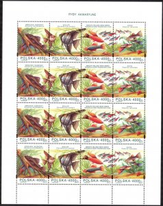 Poland 1994 Fishes sheet of 16 MNH**
