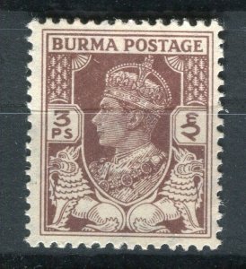 BURMA; 1940s early GVI issue Mint hinged 3p. value