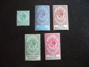 Stamps - Gibraltar - Scott# 76,85a,86,87,89 - Mint Hinged Part Set of 5 Stamps