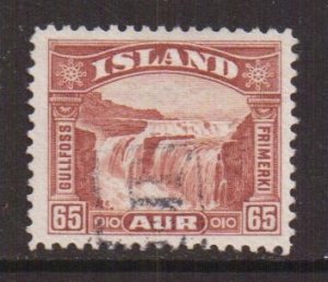 Iceland   #174  used  1931  Gullfoss  65a  revenue cancel