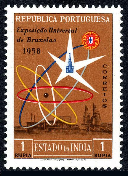 Portuguese India 568, MNH. World's Fair, Brussels. Emblem and View, 1958