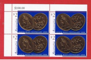 Australia #1758  MNH OG  block of 4 Gold Coin  Free S/H