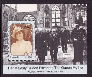 Uganda-Sc#781-unused NH sheet-Royalty-Queen Mother 90th-1990