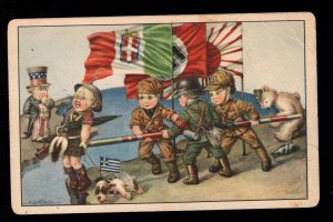 Italy WWII Children Japan Nazi Fascist Greek & British Unused 1942 Postcard 2Y