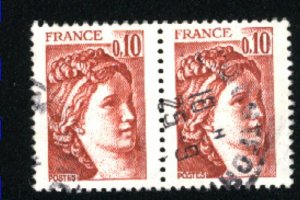 France #1563   Pair   used  1977-78  PD