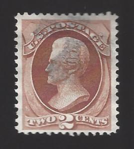 US #135 1870-71 Red Brown Perf 12 H-Grill Used F-VF Scv $80