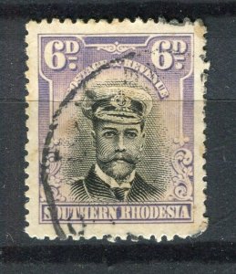 RHODESIA; 1913-22 early GV Admiral issue used Shade of 6d. value