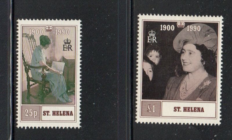 St Helena Sc 532-33 1990 90th Birthday Queen Mother stamp set mint NH