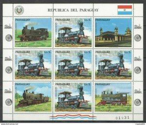 1982 Paraguay Transportation Trains Michel 30 Euro 1Kb ** Ec135