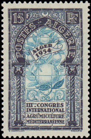Algeria #253, Complete Set, 1954, Fruits / Berries / Nuts, Hinged