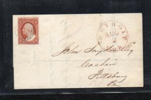 #10 185 3c OB (plated 41R1e) on Cover - Great usage DETROIT Printed Circular