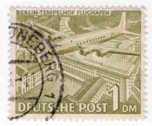 Berlin 9N57 used 40pf olive color of Templehof Airport, engraved