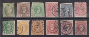 Greece Sc 53/96a used 1880-1893 issues, 12 different, many excellent cancels