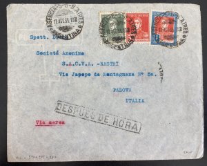 1935 Buenos Aires Argentina Airmail Cover To Padova Italy last hour mail