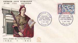 France 1959 College Saint Barbe 200th anniversary FDC Unadressed VGC