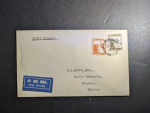 1932 Palestine Airmail First Flight Cover FFC Haifa to Nicosia Cyprus