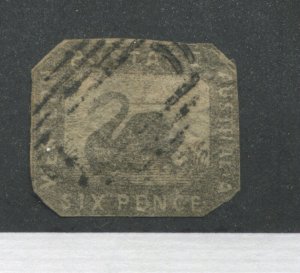 Western Australia 1857 6d used cut to shape