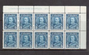 Canada #221 VF/NH Plate #1 UR Block Of Ten