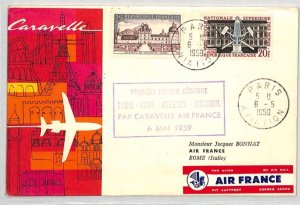 FRANCE Airmail 1959 Cover FIRST FLIGHT CARAVELLE ITALY Rome Paris {samwells}YZ96